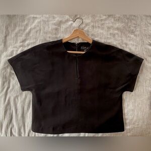 J. Crew black cropped work short sleeve shirt NWT